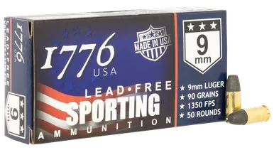 1776 9mm Luger Ammo 90 Grain Lead Free Ball Box of 50