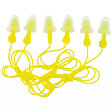 3M/Peltor Tri-Flange Ear Plug, Reusable, Hearing Protection With Cord, 3 Pack, Yellow 97317-10C