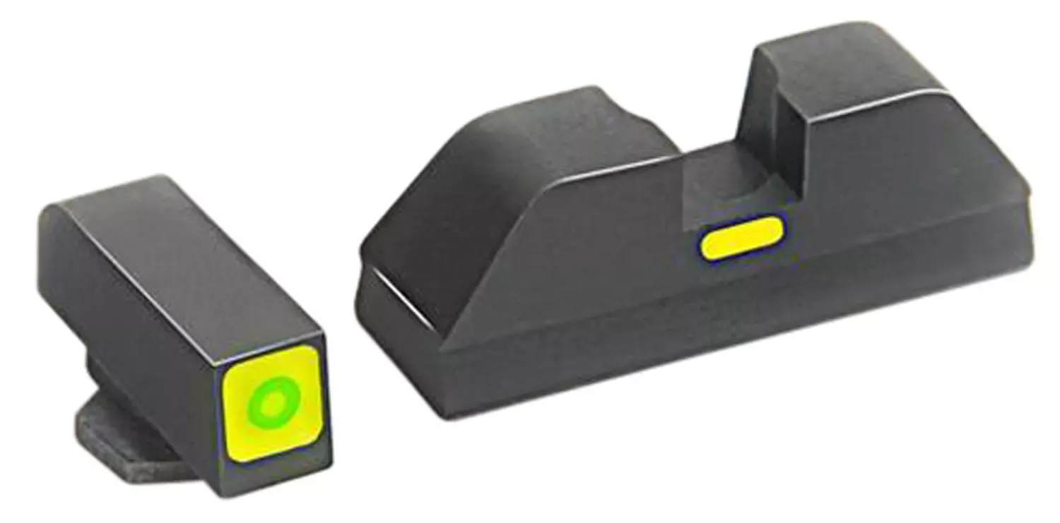 AmeriGlo CAP Night Sight Set Tritium Green with LumiGreen Outline Front, Black LumiGreen Outline Rear for Glock 42,43, 43x,48 Gen1-5