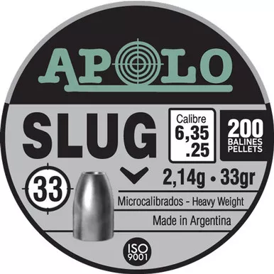 Apolo 25 Slug Air Gun Pellets 33 Grain 200 Pack