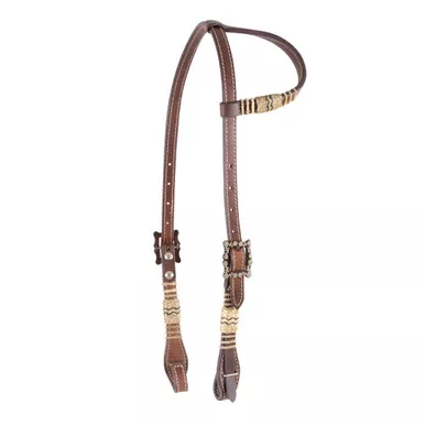 CASHEL Chocolate Slip Ear Headstall with Rawhide Trim (SA-HFCR)
