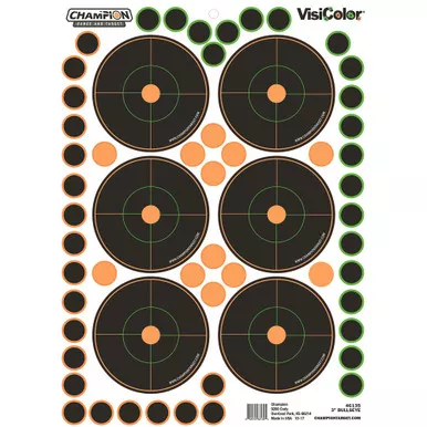 CHAMPION TARGETS 3" Bulls-Eye Target 5/Pk w/150 pasters, Card (46135)