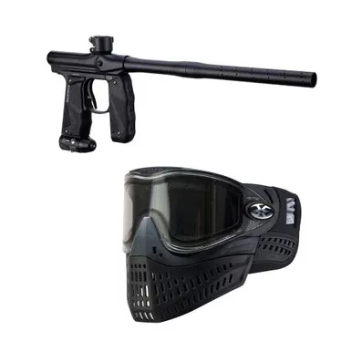 EMPIRE Mini GS Dust Black 2-Piece Barrel Paintball Marker With E-Flex Black Thermal Goggle