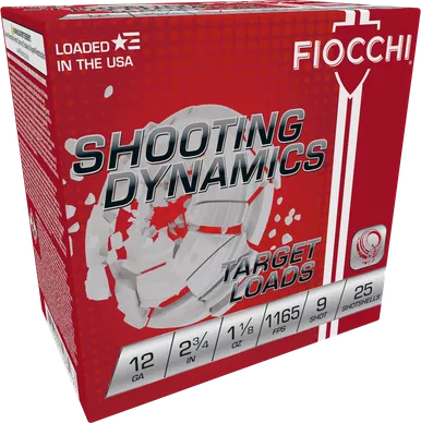 Fiocchi Exacta Light Shooting Dynamics 12 Gauge Ammo 2-3/4" 1-1/8 oz #9 Shot Box of 25
