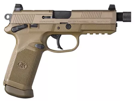 FN FNX Tactical .45ACP 10+1 5.30" Threaded Steel Barrel Steel Slide Polymer Frame Optic Ready Night Sights Rail FDE 66982