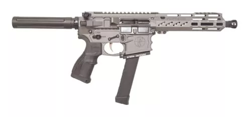"FosTech Stealth Black Widow Billet Pistol - Tungsten | 9mm | 7.5"" Barrel | 7"" Mach-2 Rail | Fostech Havoc Charging Handle | Installed Echo AR-II Trigger"