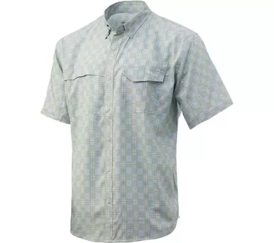 Huk Men's Tide Point Shirt Fish Plaid Medium