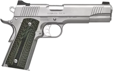 Kimber Mfg, Inc 3200342 TLE II45 ACP 7+1 5" Stainless Match Grade Barrel, Satin Silver Serrated Stainless Steel Slide & Frame w/Beavertail, Aggressively Textures G-10 Grip