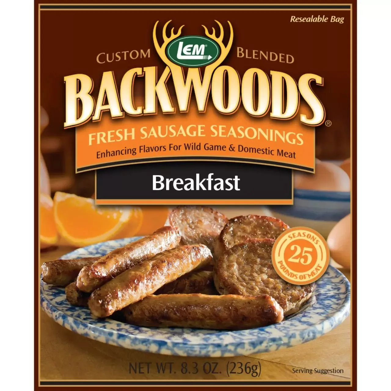 LEM Backwoods Breakfast Fresh Sausage Seasoning for 25 Lbs.
