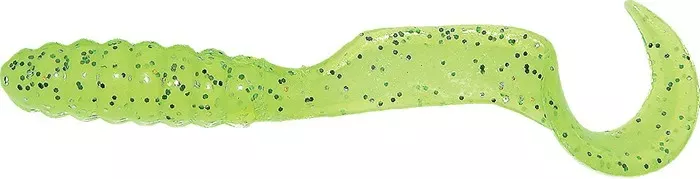 Mister Twister Meeny Curly Tail Grub - 3" Neon Chartreuse Flake