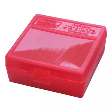 MTM Flip-Top 38 - 357 100 Round Clear Red Ammo Box (P-100-3-29)
