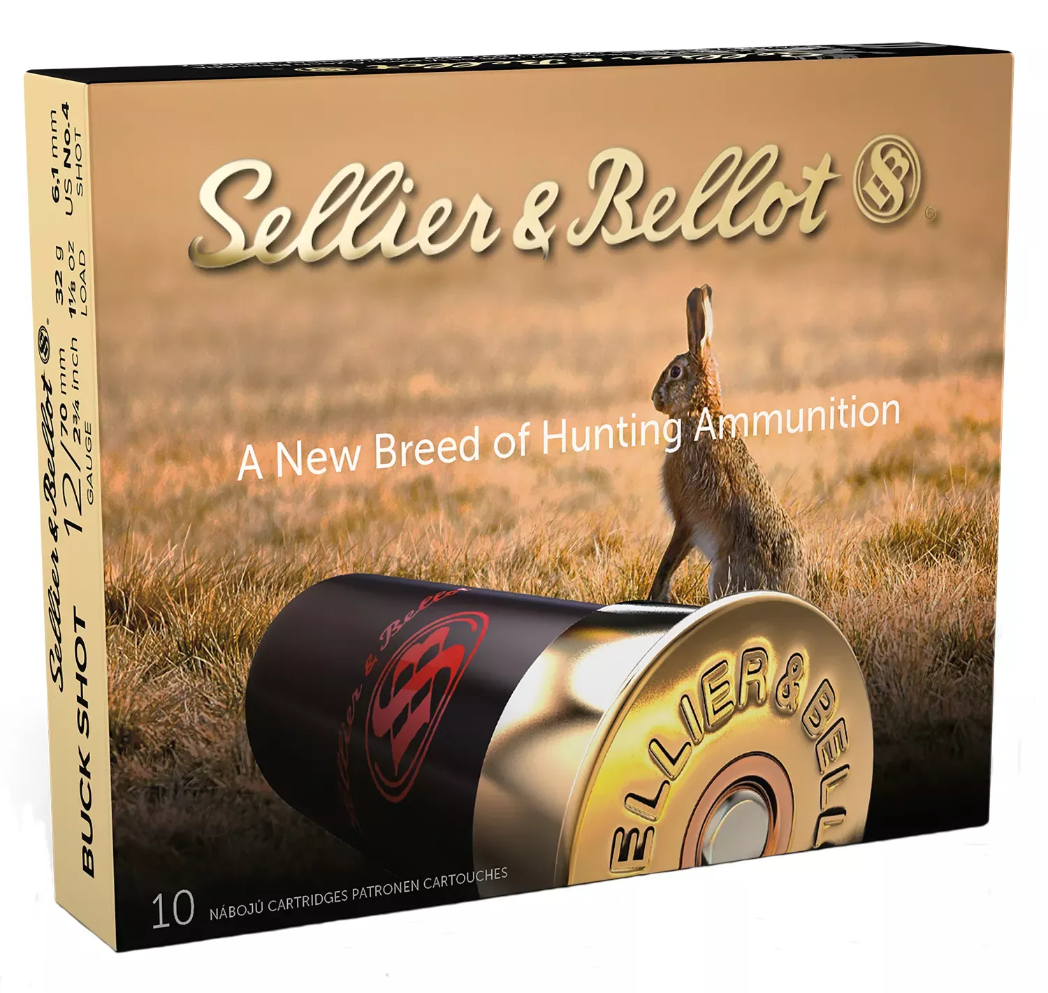 Sellier & Bellot 12ga 2.75" 1-1/8oz #4 Buckshot 21-Pellet 10 Shells Per Box