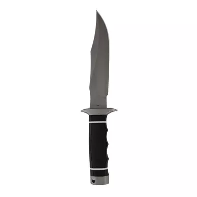 SOG Tech Bowie Fixed Blade Knife 6.4" Clip Point AUS-8 Stonewashed Blade Kraton Handle Black