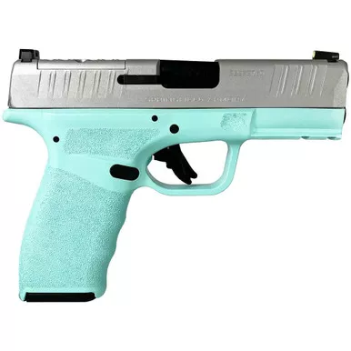 Springfield Armory Hellcat Pro 9mm Luger Pistol 3.7" Barrel 15+1 Rounds Robin's Egg Blue Frame Silver Slide