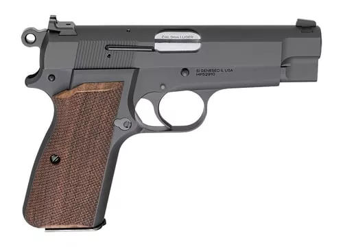 Springfield SA-35 Blued Handgun 9mm Luger 15rd Magazine1 4 Barrel Tactical Rack Rear Sights Checkered Walnut Grips