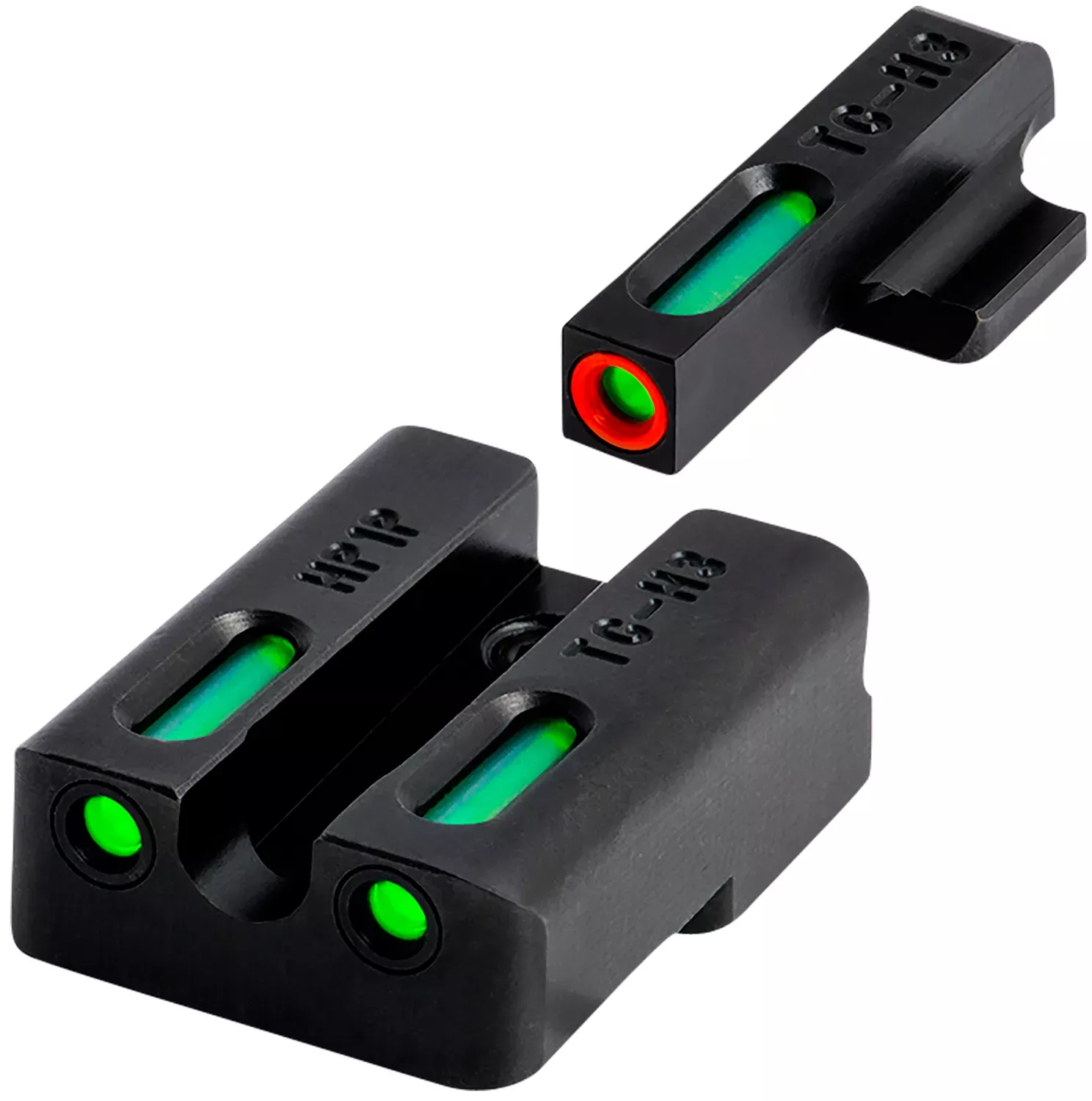 TruGlo TFX ProSquare Tritium/Fiber Optic Green with Orange Outline Front/U-Notch Green Rear with Nitride Fortress Finished Frame for 1911 with Novak 260 Front, 500 Rear