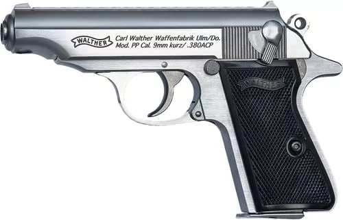 Walther PP Stainless Handgun .32 Auto 8rd Magazines2 3.9 Barrel Stainless Frame