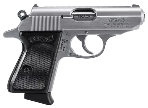Walther PPK Pistol380 ACP 6+1 Stainless Black Grips 3.3 in.