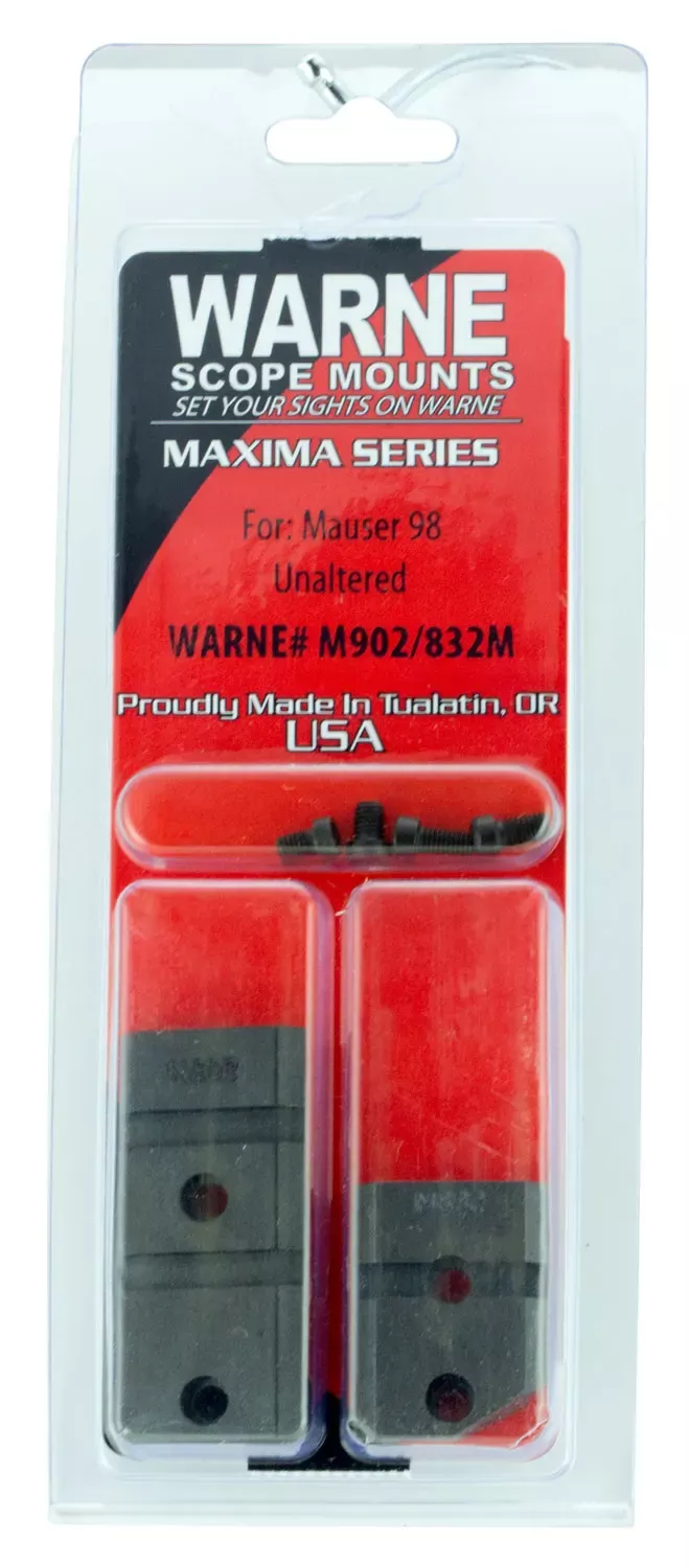Warne Maxima Base Set For Rifle Mauser 98 Unaltered Weaver Matte Black Steel
