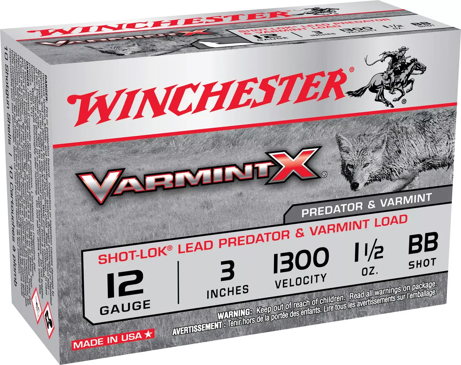 Winchester Varmint X Shot-Lok 12ga 3" 1-1/2oz BB Shot 10 Shells Per Box