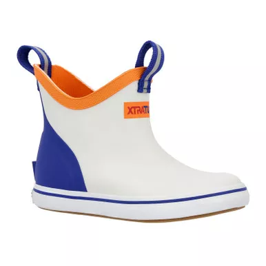 XTRATUF Big Kids ADB 6in White Multi/Blue Ankle Deck Boots (XKAB100Y)