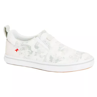 XTRATUF Women's Sharkbyte Canvas White Camo Deck Shoe (XSW-102-WHT)