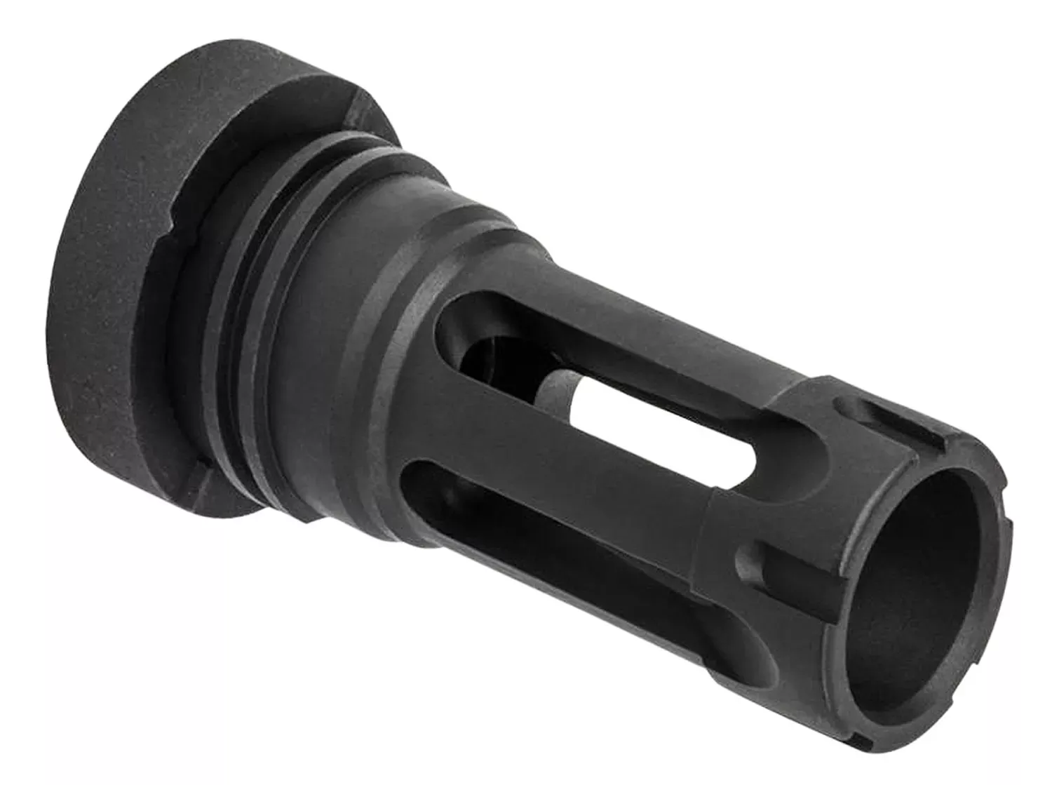 Yankee Hill Phantom Q.D. Flash Hider Black Steel with 5/8"-24 tpi Threads, Aggressive Teeth & Dust Enclosure for 30 Cal AR-Platform